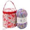 Sacs de rangement Sac en laine à motif floral Crochets imperméables Crochets d'organisation Fermeture à glissière Large ouverte pour aiguilles à tricoter Outils de couture