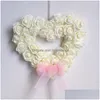 Couronnes de fleurs décoratives Simation White Rose Love Heart Wreth Mariage romantique Valentine Guirlandes Happy Valentines Day Homefavor Dhz8V