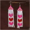 Dangle Chandelier Boucles d'oreilles Frange Tricot à la main Bohême Perles Amour Mti-Storey Mode Nation Alliage Géométrie Maam Perle de Riz Goutte Dhosh