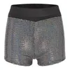 Shorts pour femmes femmes brillant sequin butin jazz danse soirée clubwear large ceinture élastique taille basse pantalon rave maigre