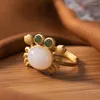 스터드 이어링 오리지널 크래프트 S925 스털링 실버 gilding Hetian Jade Personality Crab 세트 고급 여성 이어 드롭 링