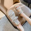 Sandalet Kadın Modern Terlik Bling Rhinestone Elmaslar Açık Ayak Parmağı Yaz Deri Ayakkabı Kadın Daireler Açık Ayakkabı Slaytları