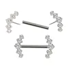 G23 Pierc Needle Shaped Plugin Nipples Industrial Barbell Zircon 121416mm Piercing Rod Bar Nipple Body Jewelry 240127