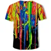 رجال القمصان الملونة للفن الصيفي شارع 3D الرسوم القميص ضغط مخصص الطباعة الأوروبيا