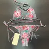 Italië ontwerper Hoge kwaliteit dames bikini's set sexy twee stukken afdrukken mooie bikini transparant luxe groothandel ondergoed badpak