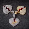 Heren hiphop ketting Iced Out Broken Heart hanger kettingen mode-sieraden