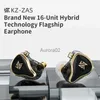 Cell Phone Earphones KZ ZAS 7BA+1DD Hybrid In Ear Earphone 16 Drivers Unit HIFI Headset DJ Monitor Headphones 8Core Cable ZSX ZS10 PRO ZSN ZAX YQ240219