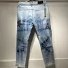 Jeans viola firmati per uomo Stilista Jeans splicing Pantaloni denim strappati Jeans pantaloni hip-hop di lusso