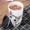 Tasse à café en céramique de chat mignon de 600 ml avec couvercle tasses d'animaux de grande capacité boissons créatives tasses à thé à café cadeaux de nouveauté tasse à lait201s