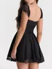 Casual Dresses GypsyLady Black Sexy Chic Mini Dresss Cotton Lace Hollow Out Sleeveless Backless Tie Up Party Women Ladies Vestidos