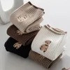 Chaussettes thermiques en coton pour femmes, 1 paire, ours mignon, haute, garde au chaud, marron, chaussettes d'hiver, drôles, joli dessin animé Kawaii