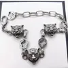 2021 Fashion Link ChainHop Domineering Tiger Head Armband Old Style Vintage Antique Silver High-kvalitet Belt Box247b