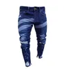 Jeans pour hommes Mens Hole Skinny Mode Lavé Rayé Ripped Slim Denim Pantalon pour hommes Y2K Mâle Hip Hop Zipper Pied Jean Pantalon