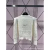 Stylish and slim Wrinkle Craft Knitted Cardigan Chest Heavy Work Accessories Fashion Temperament Versatile Top