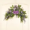 Decorative Flowers Simulation Daisy Wedding Arch Rose Artificial Floral Swag Moon Shape Purple Chrysanthemum Door Lintel Hanging Wreath