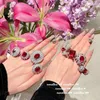 Anillos de racimo de moda deslumbrante rubí rojo circonio compromiso para las mujeres 925 plata geométrica cristal vintage joyería de la banda de boda