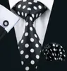 Fast Black Tie White Dot Herren-Krawatte, Einstecktuch, Manschettenknöpfe, Set, 85 cm, Meeting, Business, Casual, Party, Krawatte, Jacquard, gewebt, 4755115