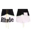 RHUDE Shorts pour hommes Shorts de plage respirants de haute qualité rue femmes décontracté maille piste surdimensionné Shorts taille cordon Rhude shorts taille américaine S-XL