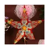 Décoration de fête Lanterne en papier étoile imprimée colorée 60 cm pour les décorations de mariage de Noël Abat-jour LED Drop Livraison Maison Jardin Dhklh