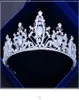 Luxe ijsblauwe prinses tiara legering vergulde kristallen bruidskroon bruiloft accessoire hoge kwaliteit strass haarsieraden Brid8576194