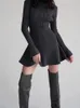 Solid Long Sleeve Knitted Mini Dress For Women 2023 Chic Turtleneck A Line Sweater Dresses Autumn Female High Street Vestidos y240130