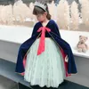 Scene Wear Carnival Halloween Party Dance Costume Green Long Sleeved Princess Kjol Birthday Dress for Kids Girl Ballet Outfits