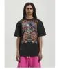 Chaopai Palm Angel Broken Head Skull Bear Colored Pattern Short Sleeve T-shirt Mens and Womens High Street Half Shirt