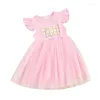 Girl Dresses Toddler Baby 1st 2nd 3rd Birthday Dress Ruffle Sleeve Princess Tulle Cake Smash Party Tutu