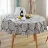 Nappe de table nordique en coton et lin, 150cm, décoration imprimée pour Patio, lavable, Vintage, pour cuisine, fête, jardin rond