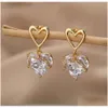 Stud Heart Earrings for Women Girl Steel Gold Plated Love Ear Drop Earring Par 2023 Ny i trendsmycken R231117 Drop Delivery Otyle