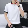 Camisa polo masculina primavera verão outono lapela manga curta moda high-end camiseta cor sólida bonito negócios casual