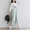 Casual Dresses Women Loose Denim Dress Bleached Ripped Holes Strap Jean Vintage Washed Baggy Cowboy