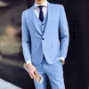 Mäns kostymer blazers män tre-stycken kostym Mens formell affärsstil Slim Fit Wedding Set med silkeslen slät anti-rynktyg avslag