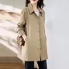Женские плащи 2024, осенняя женская куртка с длинным рукавом, однобортная ветровка, женское пальто, повседневное свободное базовое пальто цвета хаки, верхняя одежда