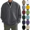 Pulôver masculino meio zip hoodie casaco de inverno sólido manga longa camisas de gola confortável roupas outono grosso quente moletom topos 240118