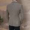 Herenkostuums Blazers Houndstooth geruite blazer voor mannen Eendelig jasje met 2 zijsplitten Slim Fit Casual mannelijke jas Modekleding 2023