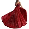 Casual Jurken Vrouwen Formele Bruidsmeisje Avondjurk Franse Temperament Party Prom Gown Lange Bruiloft Pailletten Cocktail-Jurk Vestido