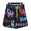 Luxury RHUDE Mens Shorts Breathable Beach Shorts High quality street Women Casual Mesh Track Oversize Shorts Waist Drawstring Rhude shorts US Size S-XL