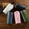 Tasses de 500ml à rouleau de voyage personnalisées, double paroi, boisson d'eau réutilisable, tasse à café en acier inoxydable avec couvercle, cup313S