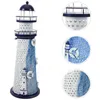 Candle Holders Ocean Lighthouse Candlestick Sea Decor Night Lamp LED Lights Iron Bedside Seaside Ornamental Desktop