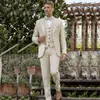 Trajes De Hombre Blazers Trajes De Hombre De Moda Color Sólido Beige Solapa De Muesca Un Solo Pecho Longitud Regular Plana Boda Chaqueta De 3 Piezas Pantalones Chaleco Slim Fit