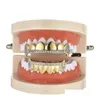 Grillz Dental Grills Zircone cubico Hip Hop Fangs Denti Top Bottom Bocca Punk Caps Cosplay Party Rapper Gioielli 230825 Drop Delivery B Dhclh