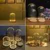 Vazen Containerbasis Glazen Cloche Droge deksel Succulent Landschap Vaas Decor Houten Licht Met Slaapkamer Koepel Plantenhouder Bloem