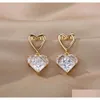 Stud Heart Earrings for Women Girl Steel Gold Plated Love Ear Drop Earring Par 2023 Ny i trendsmycken R231117 Drop Delivery Otyle