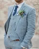 Męskie garnitury Blazers Nowy projekt projektowania Mężczyźni garnitury Linen Notoched Lapel Slim Fit Set PROM MASCULININIONA TUXEDO Custom Wear 3 szt. Kurtka+kamizelka+spodnie