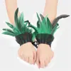 Boll Caps Chiffon Feather Armband Cuff Shawl Holiday Party Scarf Gloves Hat Women Set Girls For