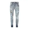 Lila Jeans Herren Designer Jeans Distressed Ripped Biker Slim Fit Motorrad Biker Hosen Mode Streetwear Slim Jeans