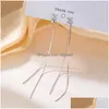 Dangle Chandelier Earrings S925 Sier Needle Tassel Long Chain Zircon Star Drop Earring for Women Girls Earling Hangeharings je dhwqd