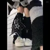 Women Socks 2024 Star Punk Bandage Leg Warmers Denim Black Cross Patchwork Harajuku Gothic Girl Long Boots Cover Warm Knee-high