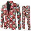 Männer Anzüge Blazer Gedruckt Weihnachten Anzug Männer Blazer 2 Stück Sets Mode Anzug Jacke + Hose Neue Herbst Winter Luxus party WearMännlichen Anzug